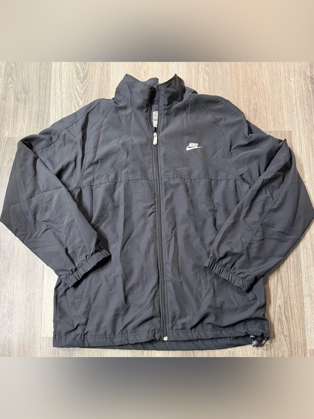 Vintage Gray Label Black Nike Jacket Mens XL Windbreaker Lined Y2K Track